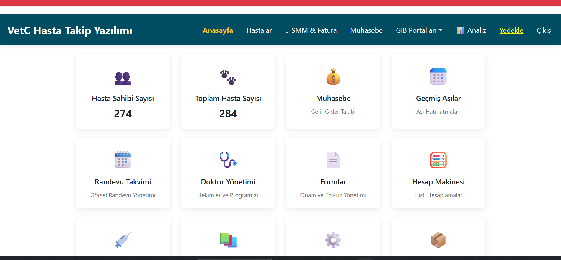 Veteriner Programı Vetc Yönetim Paneli - Hasta Takip Ekranı